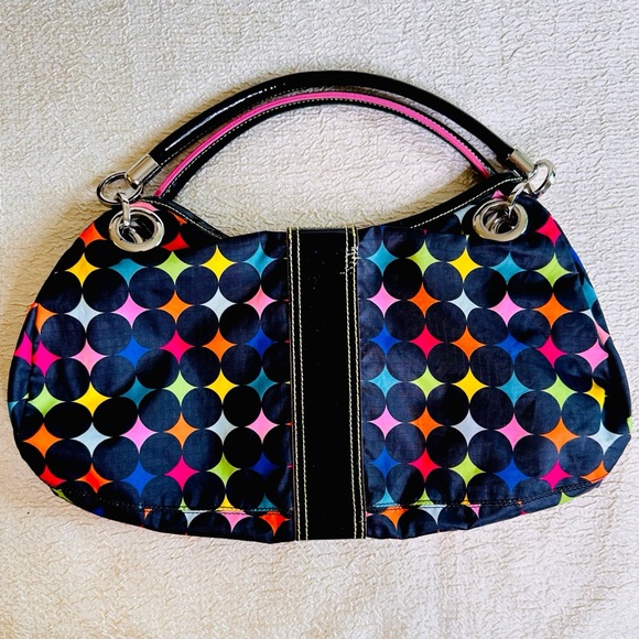 Vintage LeSportSac Shoulder Bag / Black Multicolor Purse Y2K - Picture 4 of 12